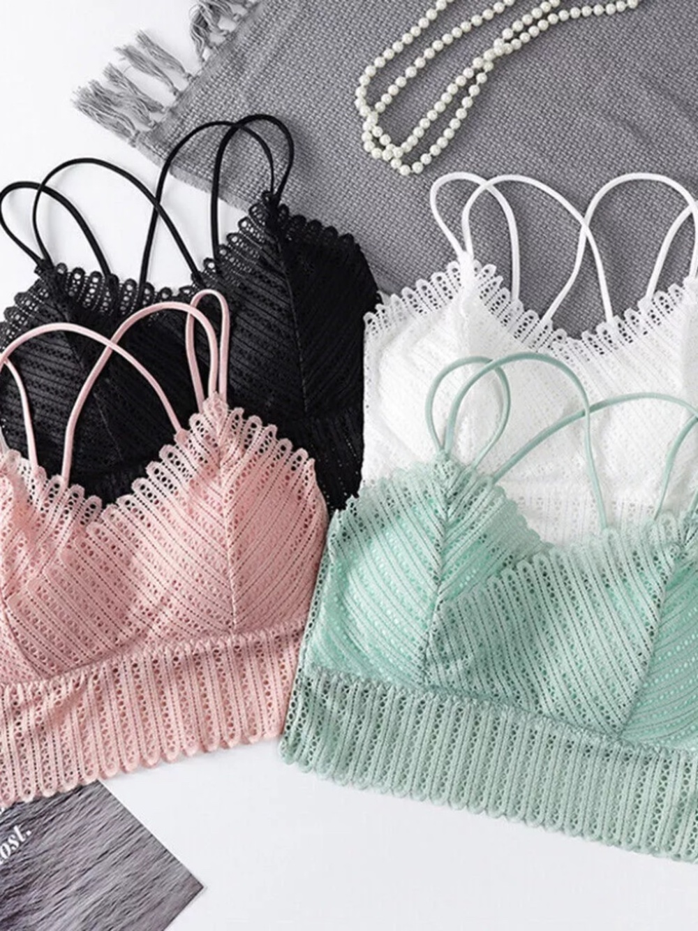 Womens Sexy Lace Floral Bralette Crop Top Padded Bra Bustier Cami Vest Tank US *